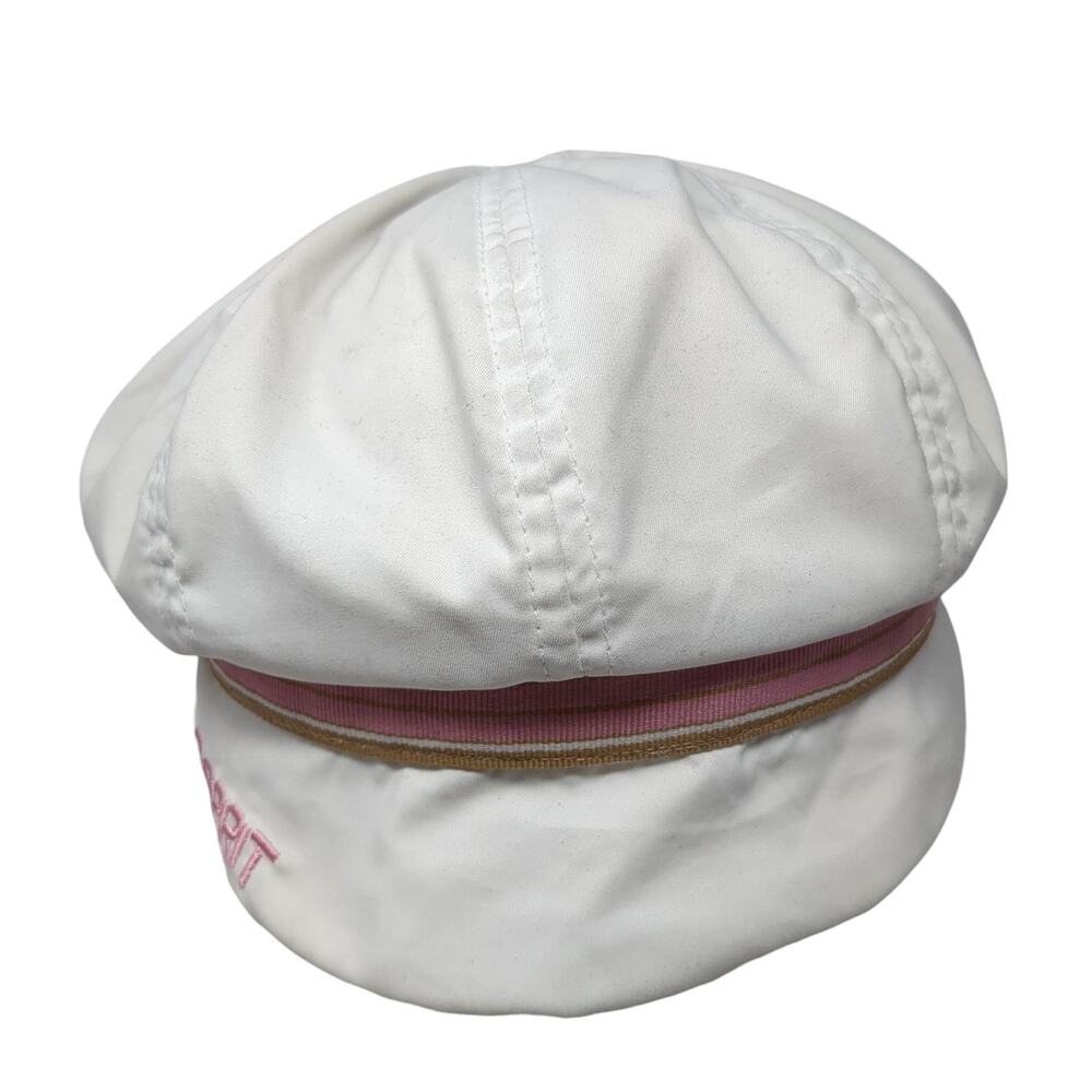 Esprit Fitted Cadet Army Cap White One Size Embroidered 8 Panel Polyester